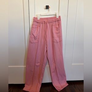 Stylish Pink Elastic Waist Pants